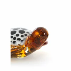 Light en Living Ornament 15,5x14,5x7 cm TURTLE glas amber+wit-zwart Discount