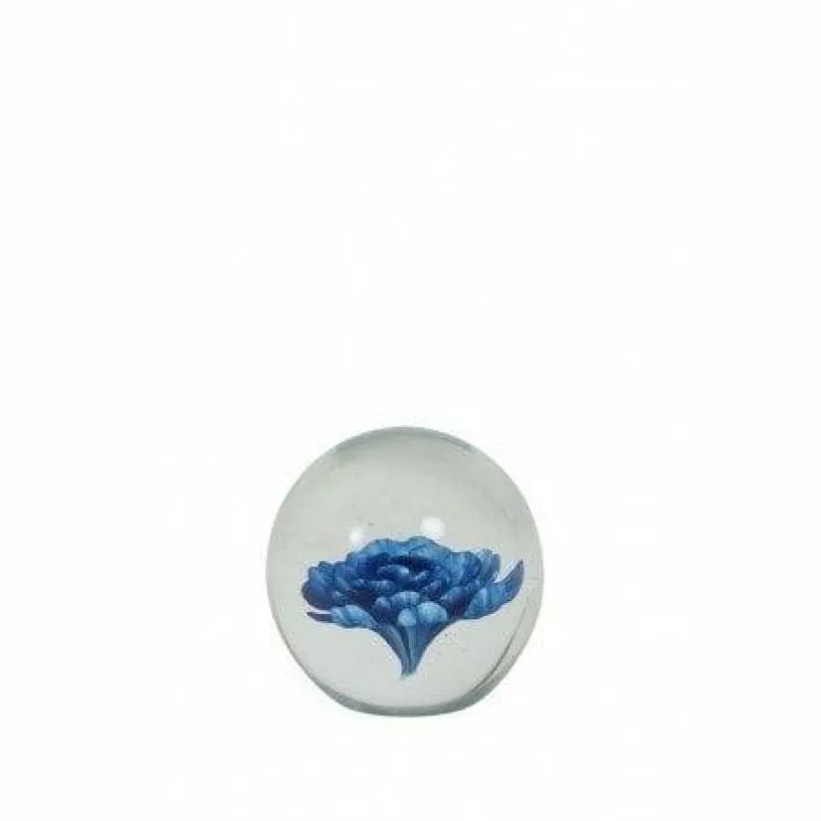 Light en Living Ornament Ø8,5x8,5 cm FLOWER glas blauw Outlet