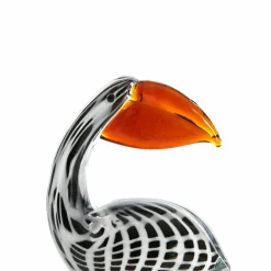 Light en Living Ornament 13x7x16,5 cm PELICAN glas zwart-wit+bruin gestreept Clearance