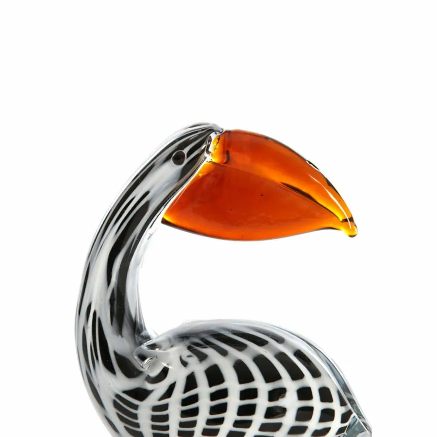 Light en Living Ornament 13x7x16,5 cm PELICAN glas zwart-wit+bruin gestreept Clearance