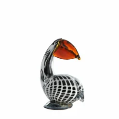 Light en Living Ornament 13x7x16,5 cm PELICAN glas zwart-wit+bruin gestreept Clearance
