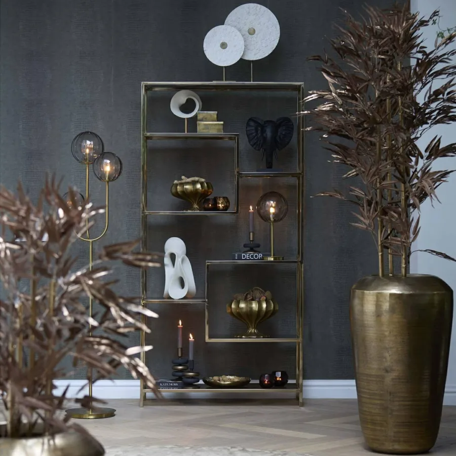 Light en Living Ornament in pot 120x70x120 cm BAMBOO metallic donker brons