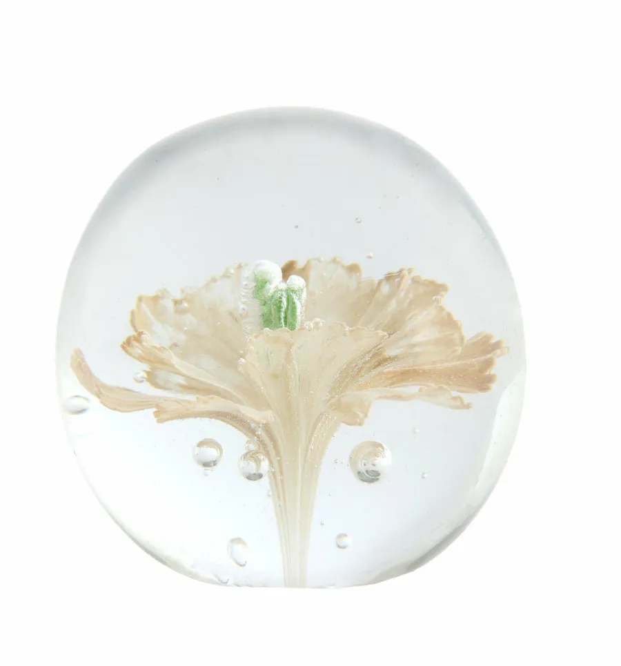 Light en Living Ornament Ø8x8 cm FLOWER glas lichtroze+groen Clearance