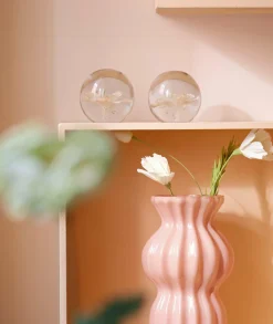 Light en Living Ornament Ø8x8 cm FLOWER glas lichtroze+groen Clearance