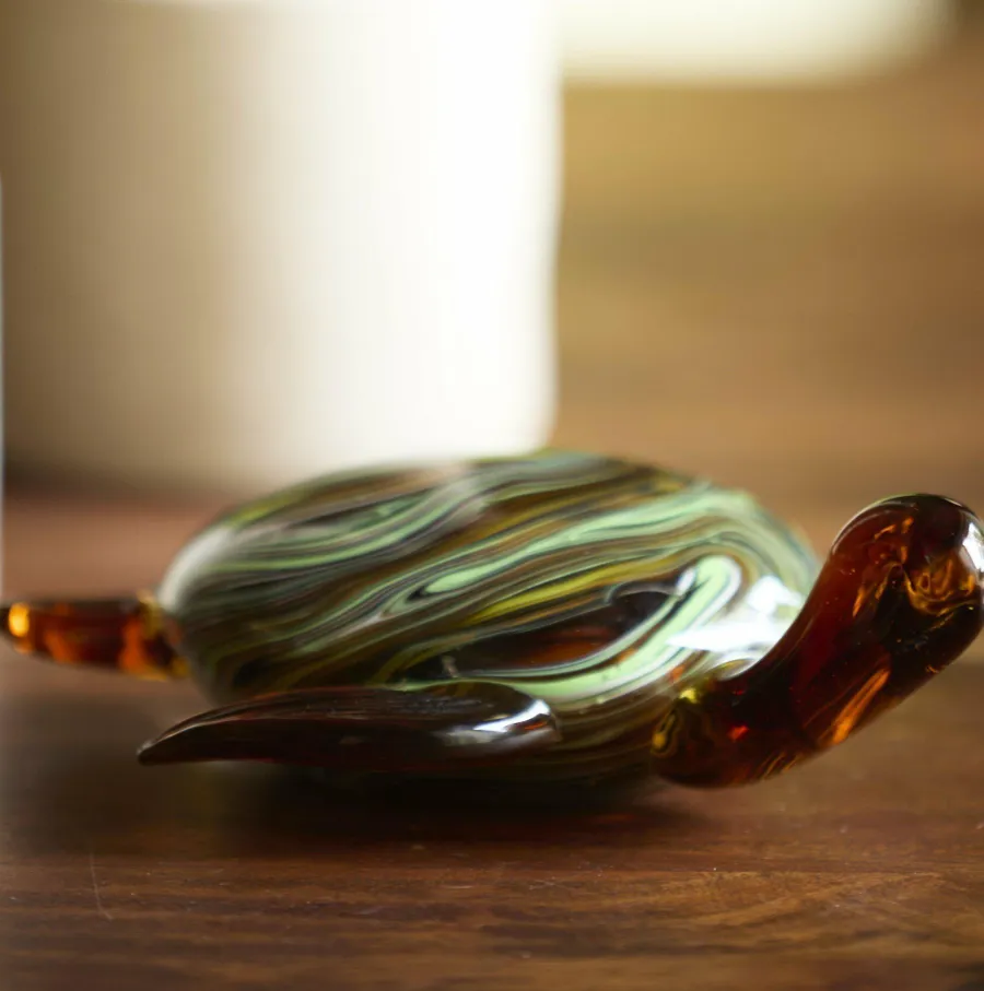 Light en Living Ornament 19x16x7 cm TURTLE glas amber+groen Online