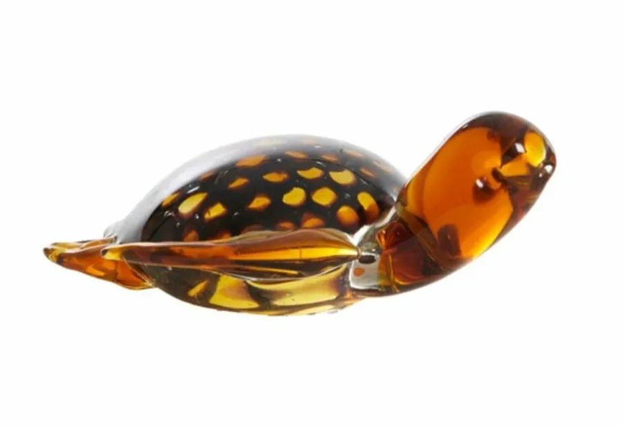 Light en Living Ornament 15,5x14,5x7 cm TURTLE glas amber+amber-zwart
