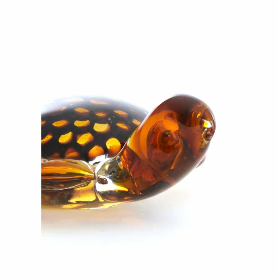 Light en Living Ornament 15,5x14,5x7 cm TURTLE glas amber+amber-zwart