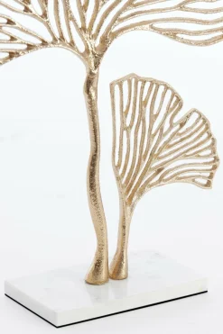 Light en Living Ornament op voet 36x10x48 cm LEAF goud+marmer wit New