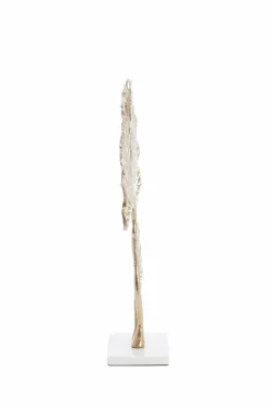Light en Living Ornament op voet 36x10x48 cm LEAF goud+marmer wit New