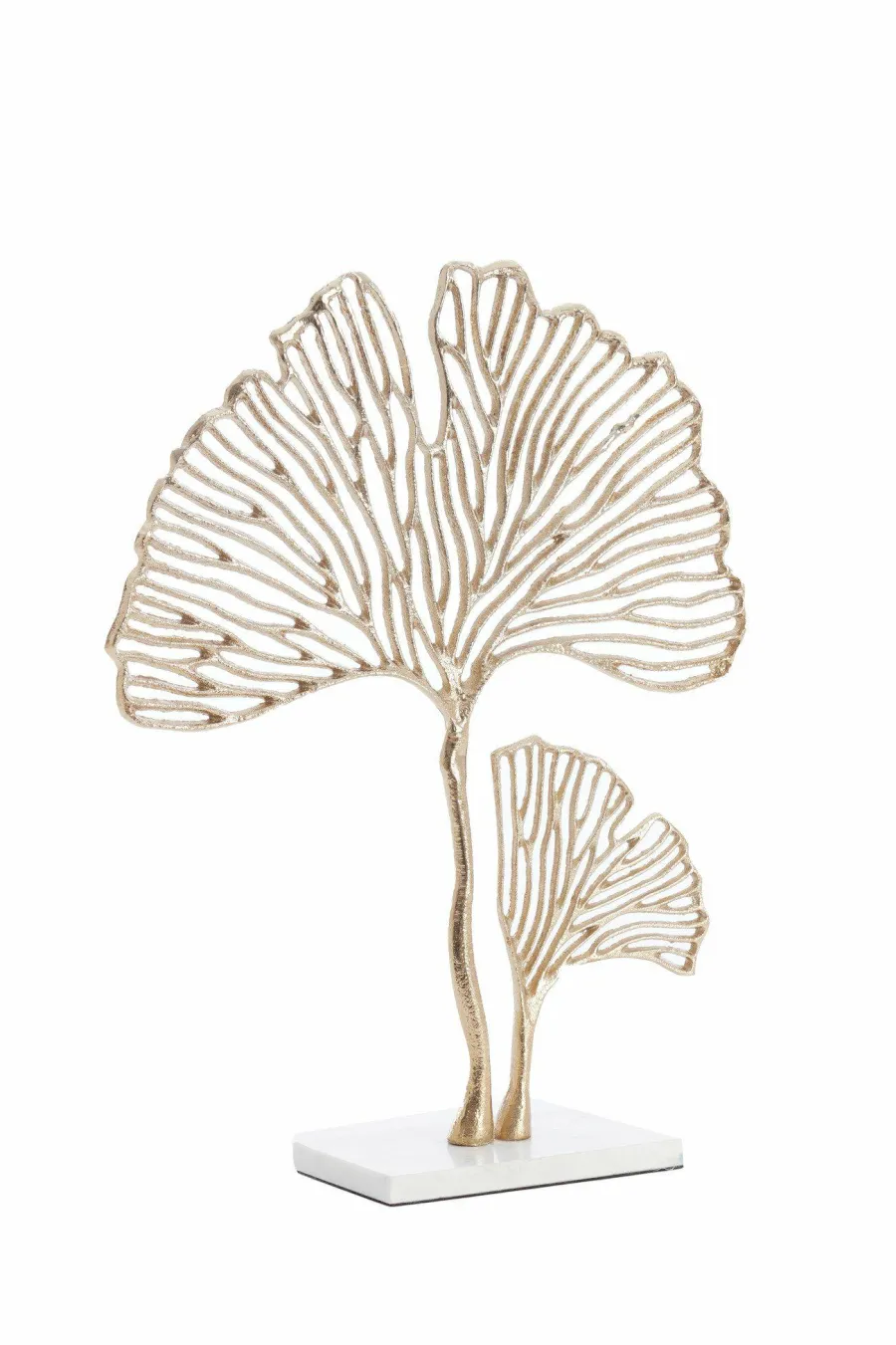 Light en Living Ornament op voet 36x10x48 cm LEAF goud+marmer wit New
