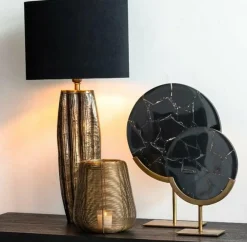Light en Living Ornament op voet 25x10x35 cm GOUYA zwart agaat+antiek brons Outlet