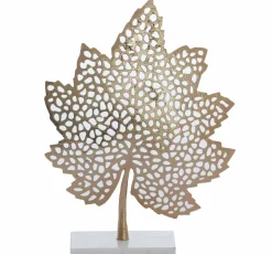Light en Living Ornament op voet 28x8x35 cm LEAF goud+marmer wit Best