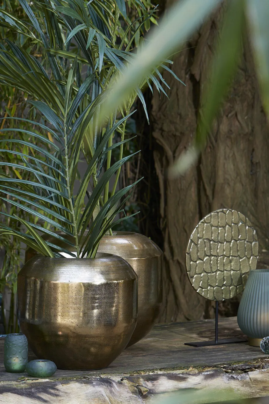 Light en Living Ornament op voet PERSEGA antiek brons - 2 maten Discount