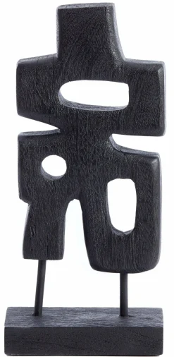 Light en Living Ornament op voet 16x9x33 cm SILIA hout mat zwart New