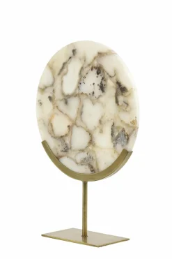 Light en Living Ornament op voet 35x12x50 cm GOUYA wit agaat+antiek brons Hot