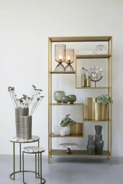 Light en Living Ornament op voet 35x12x50 cm GOUYA wit agaat+antiek brons Hot