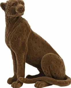 Light en Living Ornament CHEETAH velvet Bruin of zwart in 3 maten Hot