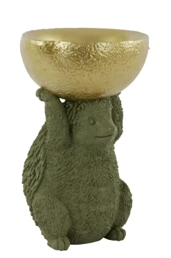 Light en Living Ornament 25x20,5x34,5 cm HEDGEHOG met olijf groen en goud Sale