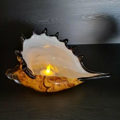 Light en Living Ornament 28x12x16 cm SHELL glas bruin-brons+wit Hot
