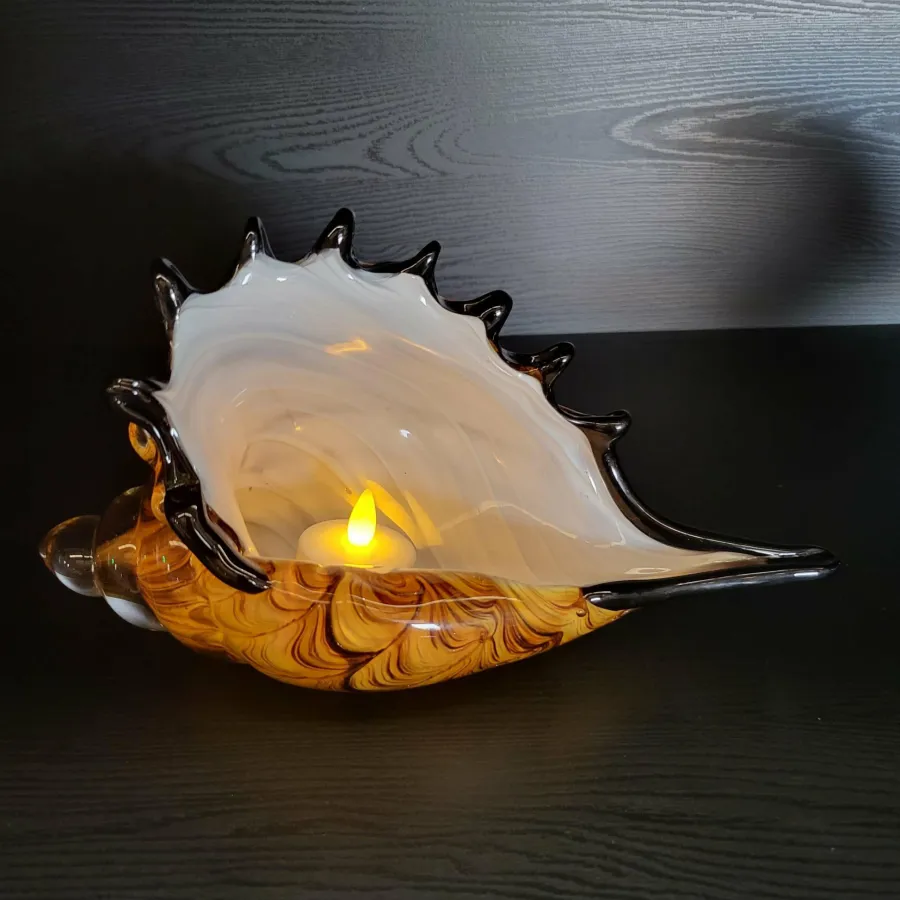 Light en Living Ornament 28x12x16 cm SHELL glas bruin-brons+wit Hot