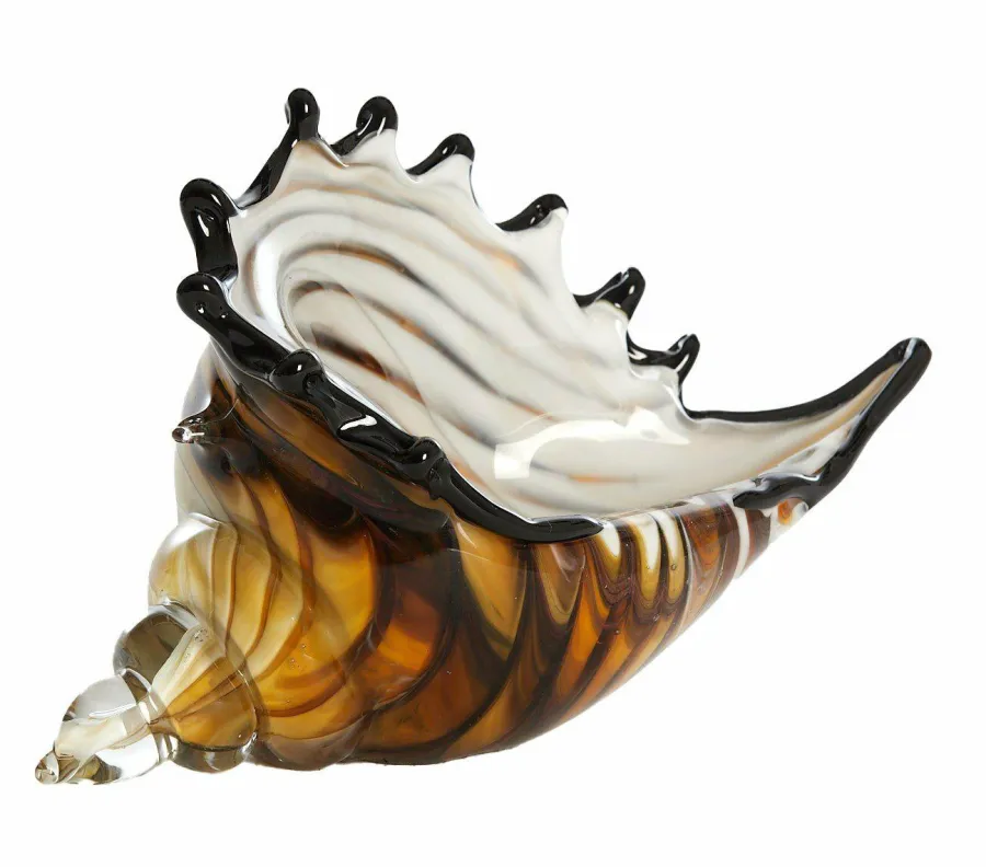 Light en Living Ornament 28x12x16 cm SHELL glas bruin-brons+wit Hot