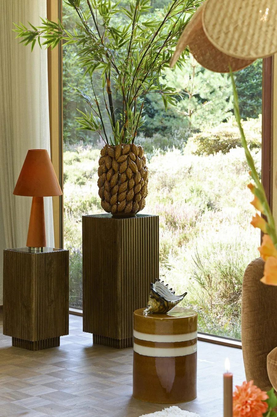 Light en Living Ornament 28x12x16 cm SHELL glas bruin-brons+wit Hot