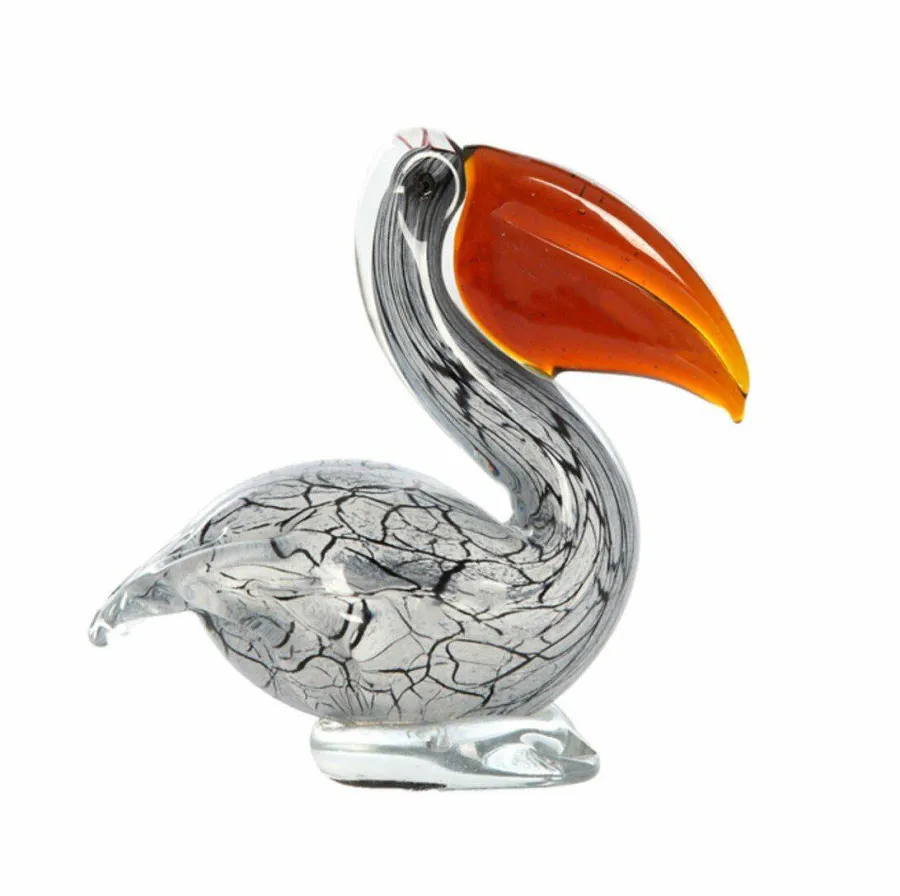 Light en Living Ornament 14,5x8x15,5 cm PELICAN glas wit+zwart marmer print Online
