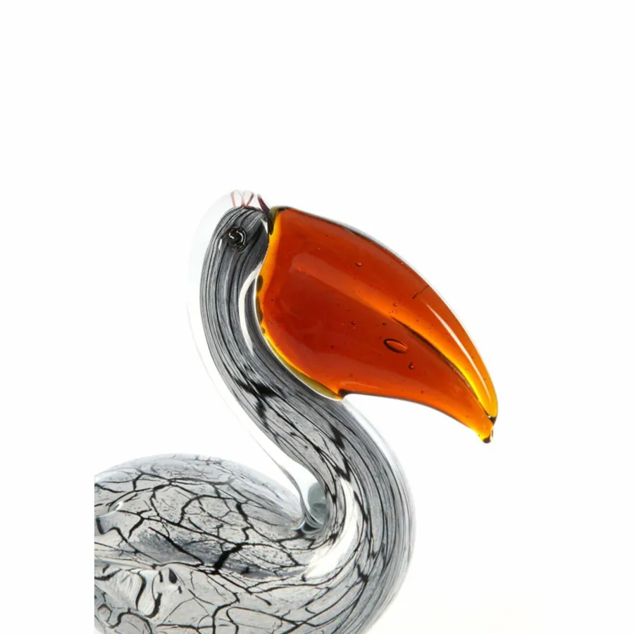 Light en Living Ornament 14,5x8x15,5 cm PELICAN glas wit+zwart marmer print Online