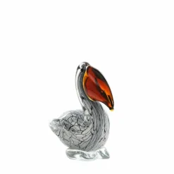 Light en Living Ornament 14,5x8x15,5 cm PELICAN glas wit+zwart marmer print Online