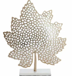 Light en Living Ornament op voet 22x8x30 cm LEAF goud+marmer wit Discount