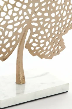Light en Living Ornament op voet 22x8x30 cm LEAF goud+marmer wit Discount
