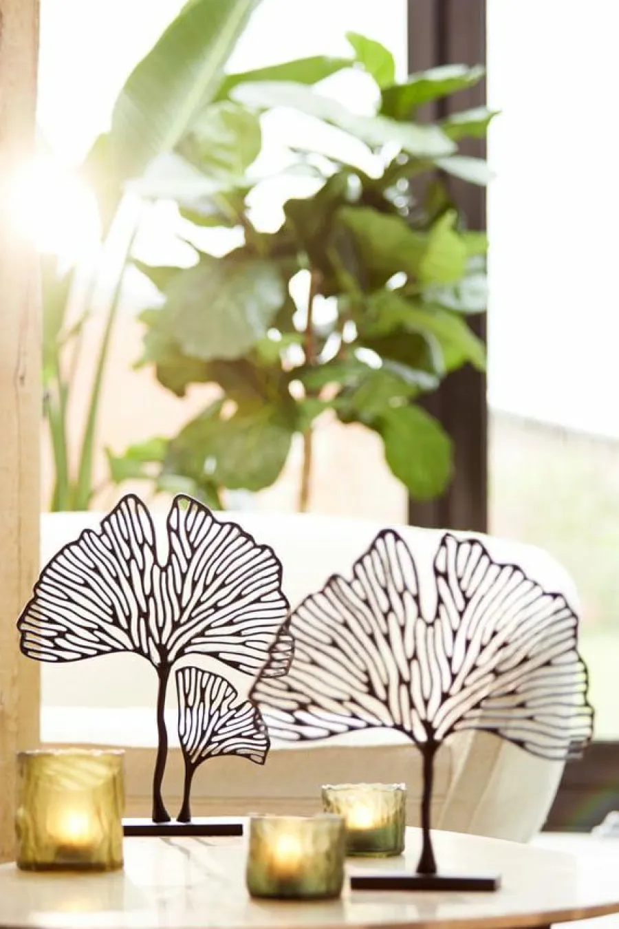 Light en Living Ornament op voet 36x6x39 cm LEAF mat zwart Hot