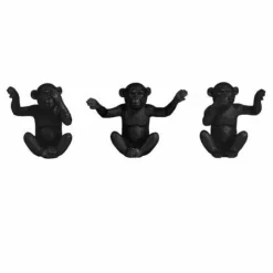 Light en Living Ornament S/3 Aap Horen Zien Zwijgen zwart Discount