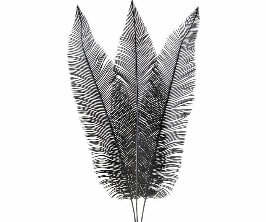 Light en Living Ornament 3 bladeren 14x0,5x89 cm FERN zwart