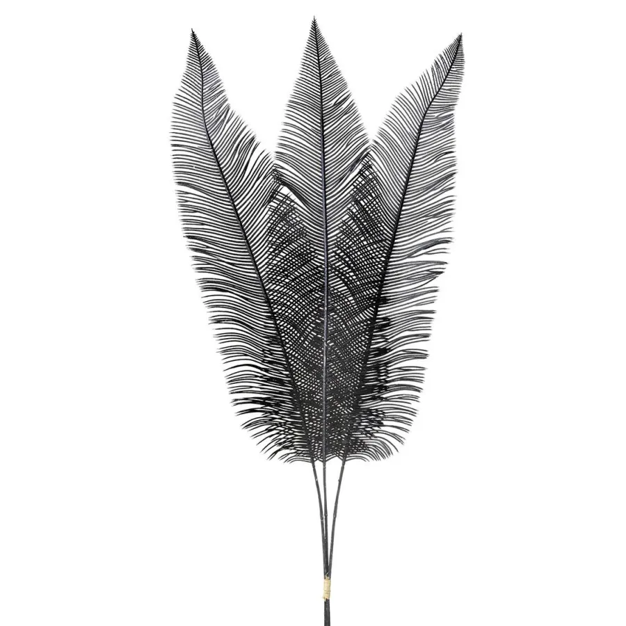 Light en Living Ornament 3 bladeren 14x0,5x89 cm FERN zwart