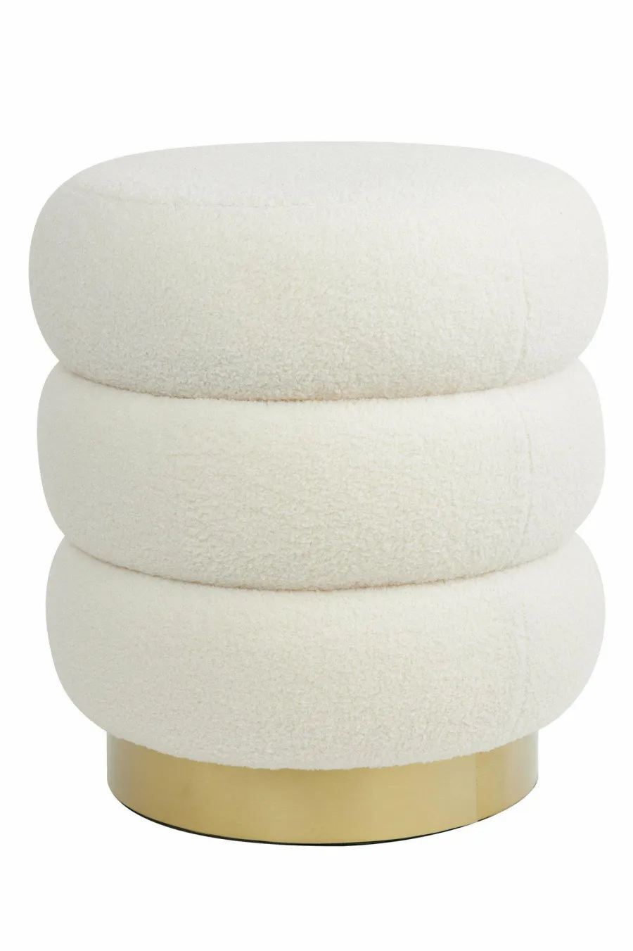 Light en Living Poef Ø40x45 cm KIMI teddy wit+goud Sale