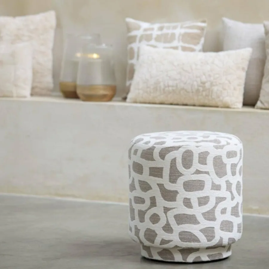 Light en Living Poef Ø40x44 cm DAVONTE taupe+beige Outlet