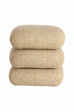 Light en Living Poef 44,5x44,5x44,5 cm LAURIE licht grijs - crème Sale