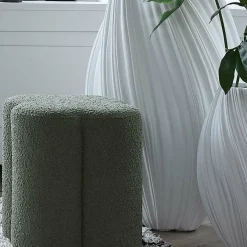 Light en Living Poef 38x38x45 cm NALANI bouclé donker groen New