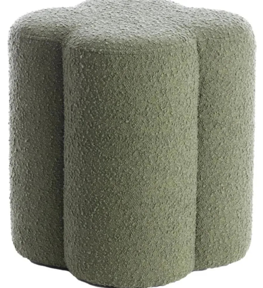 Light en Living Poef 38x38x45 cm NALANI bouclé donker groen New