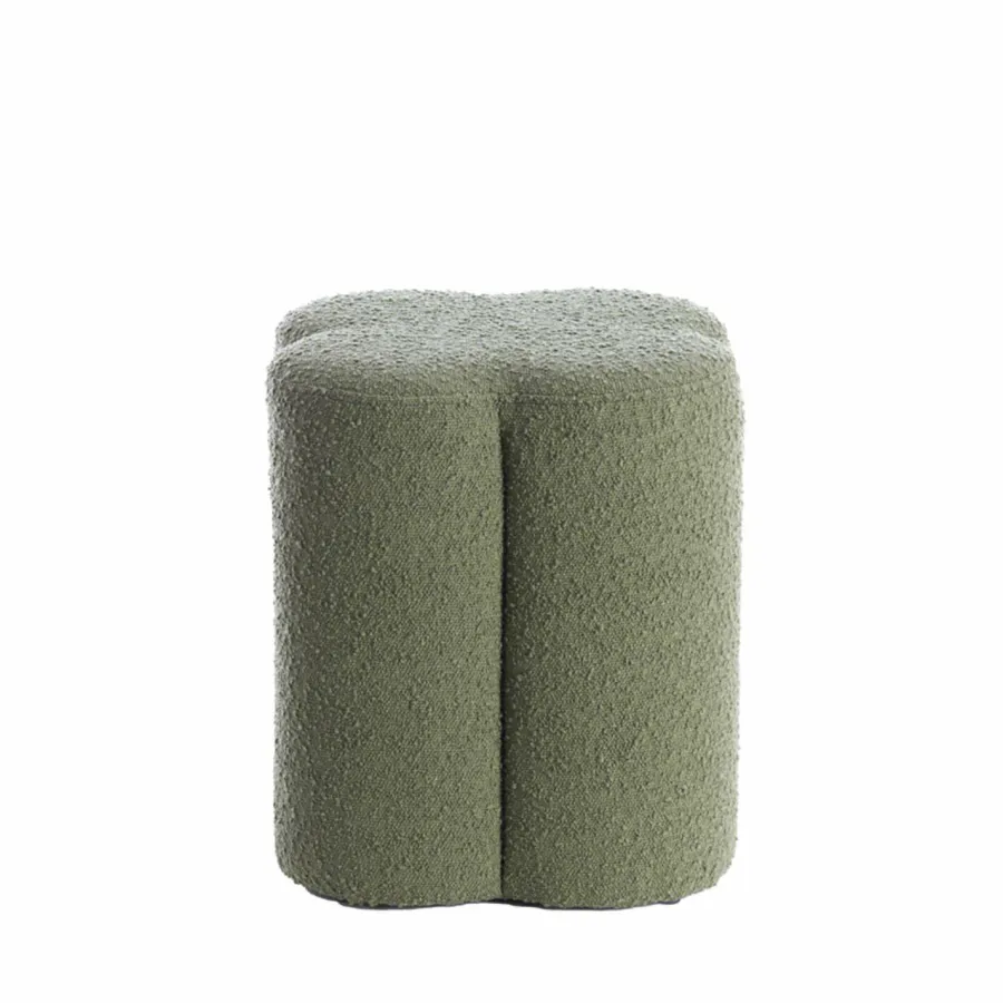 Light en Living Poef 38x38x45 cm NALANI bouclé donker groen New