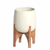 Light en Living Pot deco op voet Ø36x50 cm KARUNA hout+mat crème Clearance
