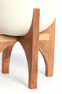 Light en Living Pot deco op voet Ø36x50 cm KARUNA hout+mat crème Clearance