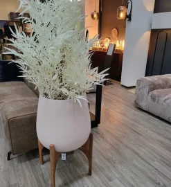 Light en Living Pot deco op voet Ø59x82 cm KARUNA hout+mat crème Outlet