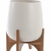Light en Living Pot deco op voet Ø44x53 cm KARUNA hout+mat crème Sale