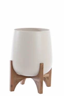 Light en Living Pot deco op voet Ø44x53 cm KARUNA hout+mat crème Sale