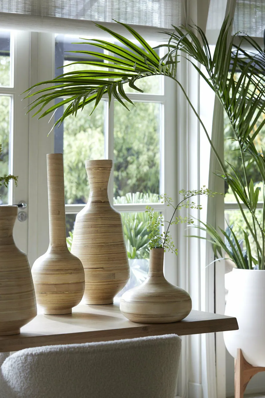 Light en Living Pot deco op voet Ø44x53 cm KARUNA hout+mat crème Sale