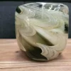 Light en Living Pot met kaars 9x9x9 cm SWIRL glas amber grijs Sale