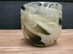 Light en Living Pot met kaars 9x9x9 cm SWIRL glas amber grijs Sale