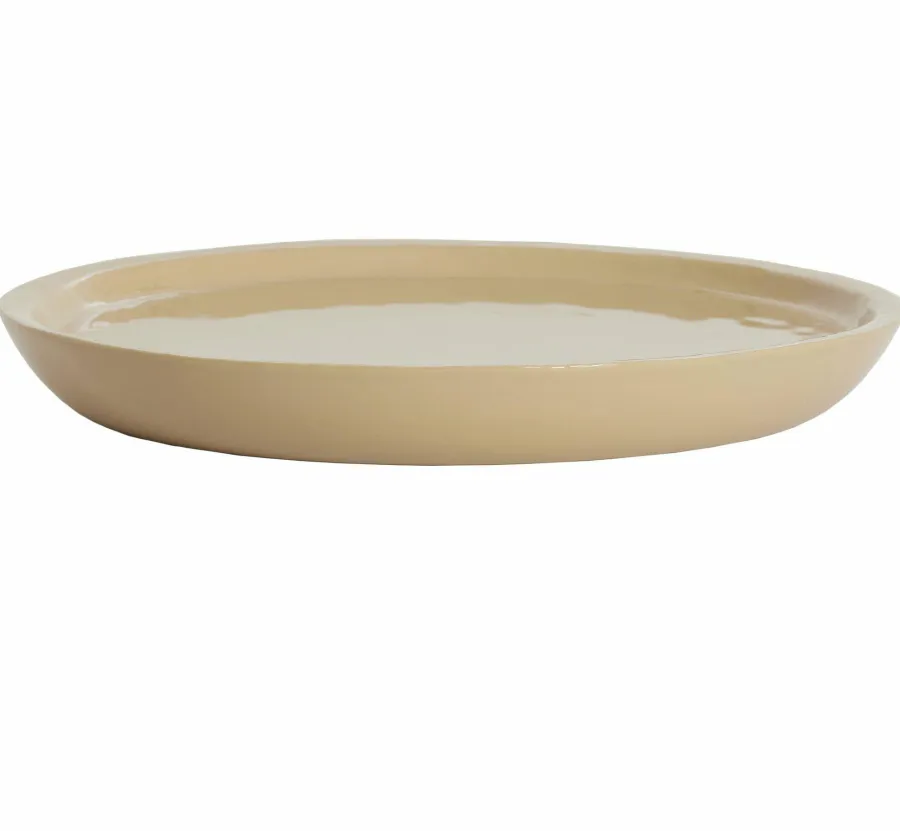 Light en Living Schaal ADA Ø42x5 cm – Glanzend Zandkleurig Keramiek | Light & Living Clearance